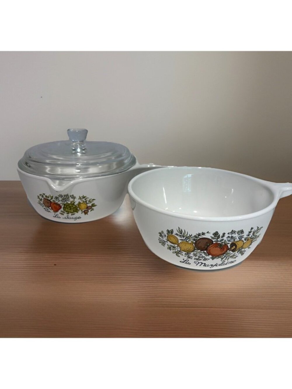 VTG Corning Ware Spice Of Life Saucepans P-89-B Spout & P-82-B W/ 1 Glass Lid